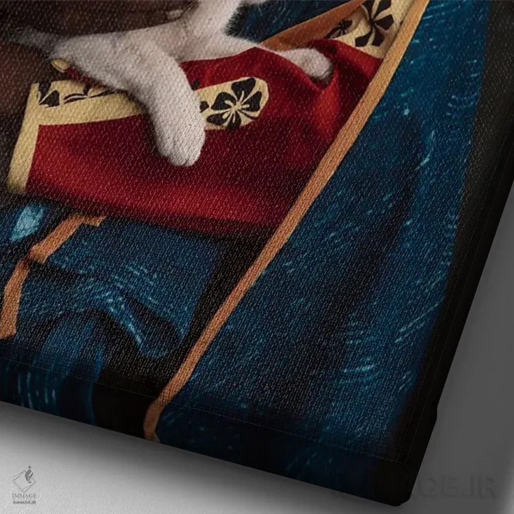 تابلو بانویی با یک گربه اثر آدنیران آدسانیا - نمای نزدیک بافت بوم