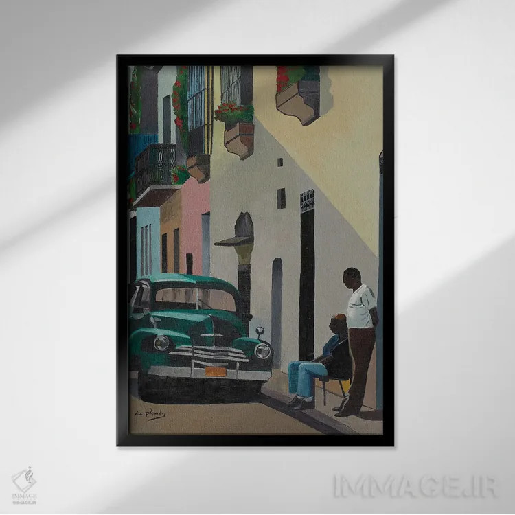 تابلو کوبای آرام، کوبا اثر آن دو پلنتی - نمای قابدار مشکی