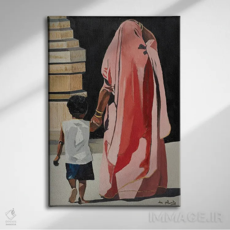 تابلو زن و کودک، هند اثر آن دو پلنتی - نمای روبهرو روی دیوار