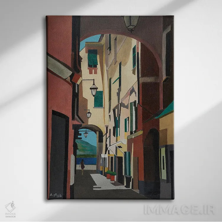 تابلو پیادهروی در لایگوئلیا، ایتالیا اثر آن دو پلنتی - نمای روبهرو روی دیوار