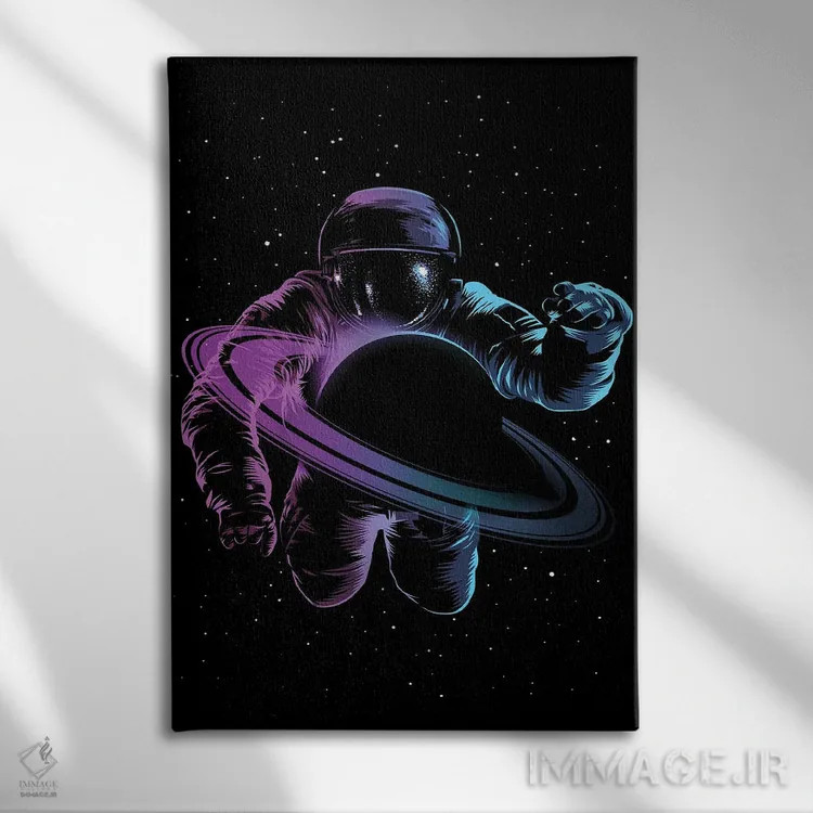 تابلو فضانورد در زحل اثر آلبرتو پرز - نمای روبهرو روی دیوار