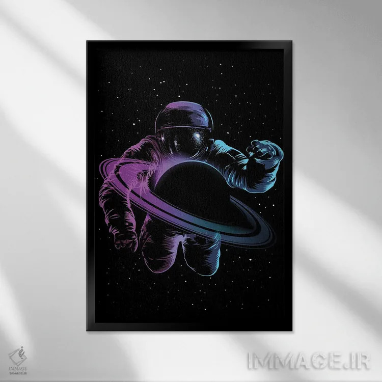 تابلو فضانورد در زحل اثر آلبرتو پرز - نمای قابدار مشکی