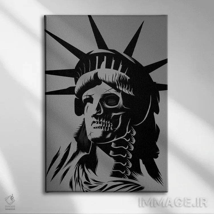تابلو جمجمه مجسمه اثر آلبرتو پرز - نمای روبهرو روی دیوار