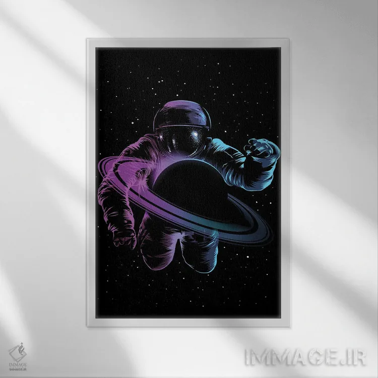 تابلو فضانورد در زحل اثر آلبرتو پرز - نمای قابدار سفید