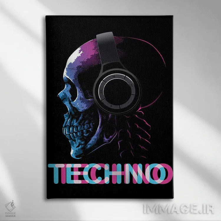 تابلو جمجمه تکنو اثر آلبرتو پرز - نمای روبهرو روی دیوار