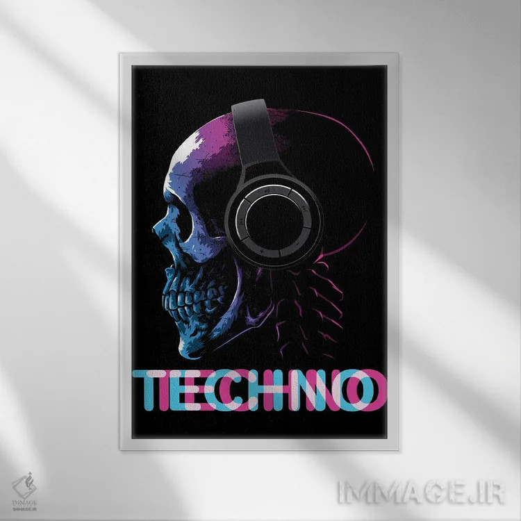 تابلو جمجمه تکنو اثر آلبرتو پرز - نمای قابدار سفید