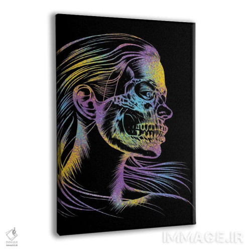 تابلو دختر جمجمهای رنگارنگ اثر آلبرتو پرز - نمای پرسپکتیو محصول