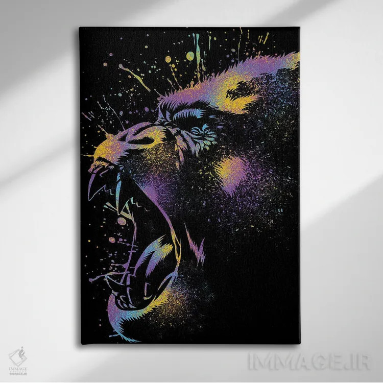 تابلو گوریل رنگارنگ اثر آلبرتو پرز - نمای روبهرو روی دیوار