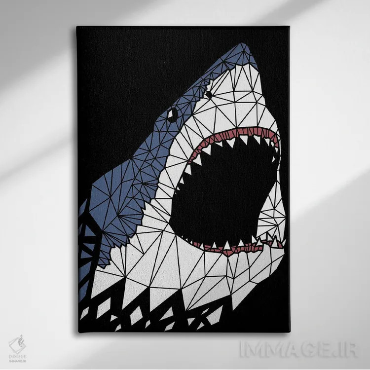 تابلو کوسه بزرگ هندسی اثر آلبرتو پرز - نمای روبهرو روی دیوار