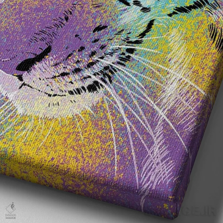 تابلو ببر رنگارنگ اثر آلبرتو پرز - نمای نزدیک بافت بوم