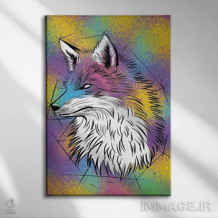 تابلو طرح روباه رنگارنگ اثر آلبرتو پرز - نمای روبهرو روی دیوار