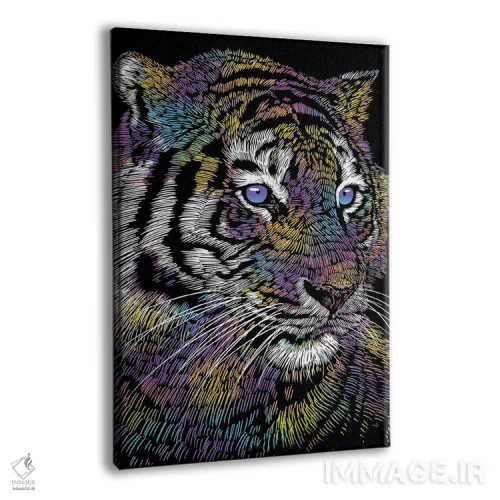 تابلو ببر رنگارنگ واقعگرایانه اثر آلبرتو پرز - نمای پرسپکتیو محصول