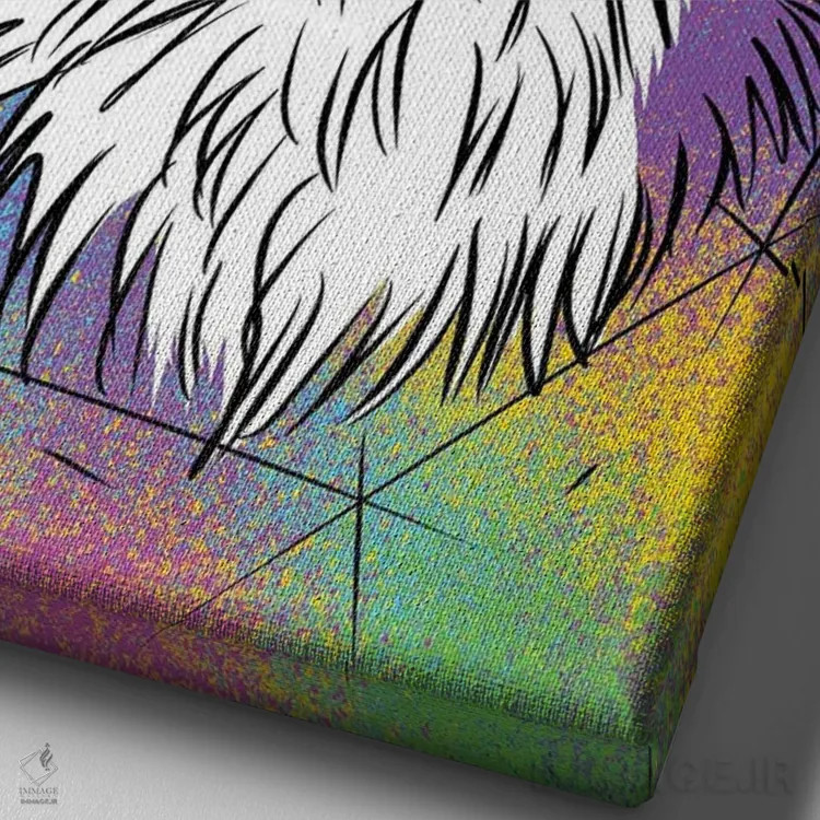 تابلو طرح روباه رنگارنگ اثر آلبرتو پرز - نمای نزدیک بافت بوم