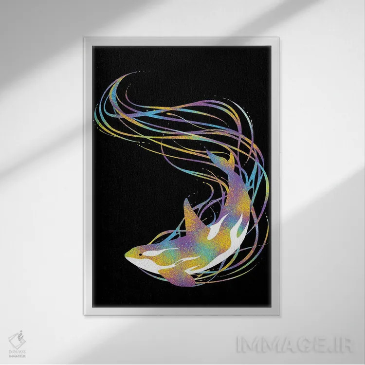 تابلو نهنگ قاتل فانتزی اثر آلبرتو پرز - نمای قابدار سفید