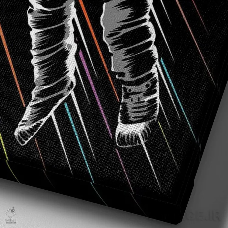 تابلو فضانورد با خطوط سرعت اثر آلبرتو پرز - نمای نزدیک بافت بوم