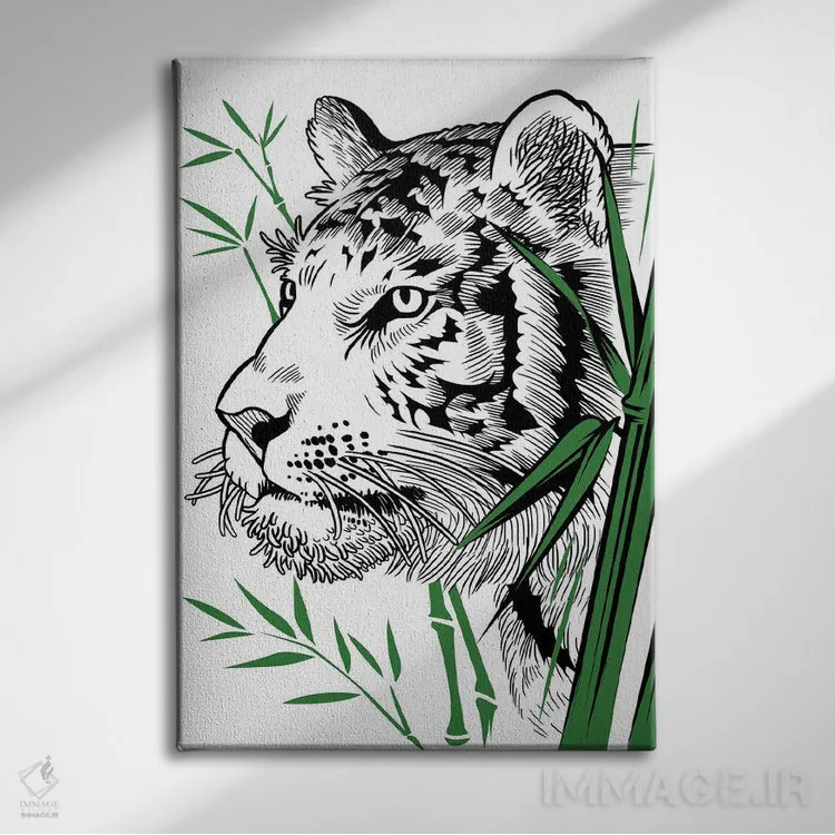 تابلو ببر بامبویی اثر آلبرتو پرز - نمای روبهرو روی دیوار