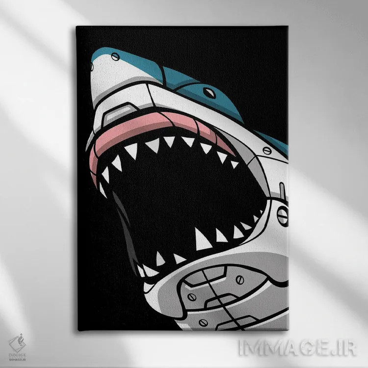 تابلو کوسه مکانیکی اثر آلبرتو پرز - نمای روبهرو روی دیوار