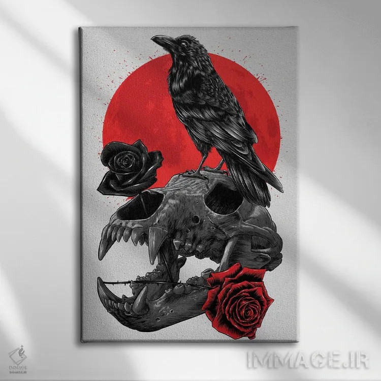 تابلو جمجمه زاغ اثر آلبرتو پرز - نمای روبهرو روی دیوار