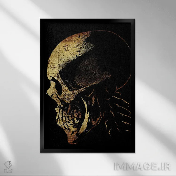 تابلو نقشه دزدان دریایی جمجمه اثر آلبرتو پرز - نمای قابدار مشکی