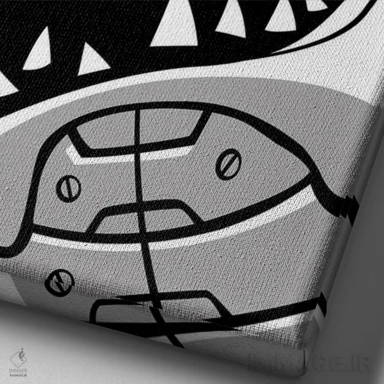 تابلو کوسه مکانیکی اثر آلبرتو پرز - نمای نزدیک بافت بوم