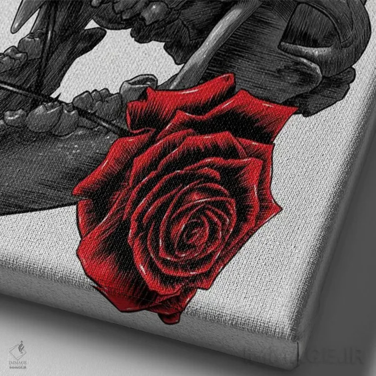 تابلو جمجمه زاغ اثر آلبرتو پرز - نمای نزدیک بافت بوم