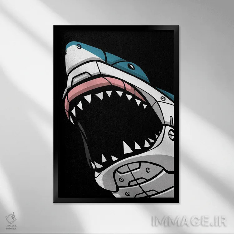 تابلو کوسه مکانیکی اثر آلبرتو پرز - نمای قابدار مشکی