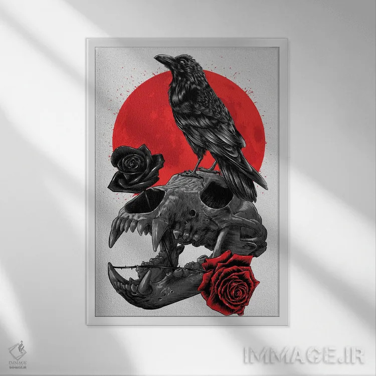 تابلو جمجمه زاغ اثر آلبرتو پرز - نمای قابدار سفید