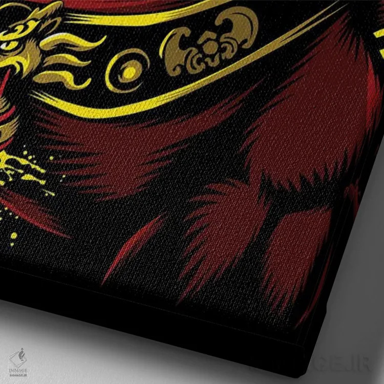 تابلو اژدهای خونین چینی اثر آلبرتو پرز - نمای نزدیک بافت بوم