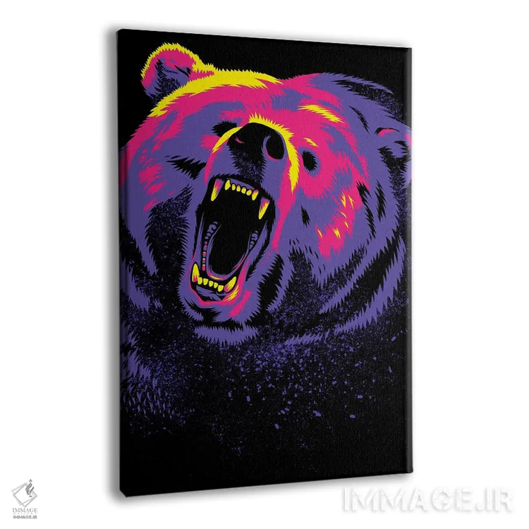 تابلو خرس گریزلی بنفش اثر آلبرتو پرز - نمای پرسپکتیو محصول