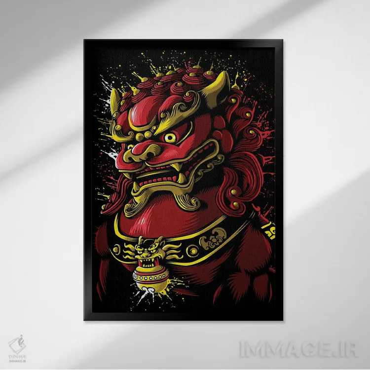 تابلو اژدهای خونین چینی اثر آلبرتو پرز - نمای قابدار مشکی