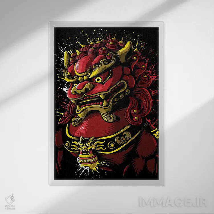 تابلو اژدهای خونین چینی اثر آلبرتو پرز - نمای قابدار سفید