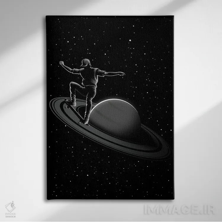 تابلو اسکیتباز در زحل اثر آلبرتو پرز - نمای روبهرو روی دیوار