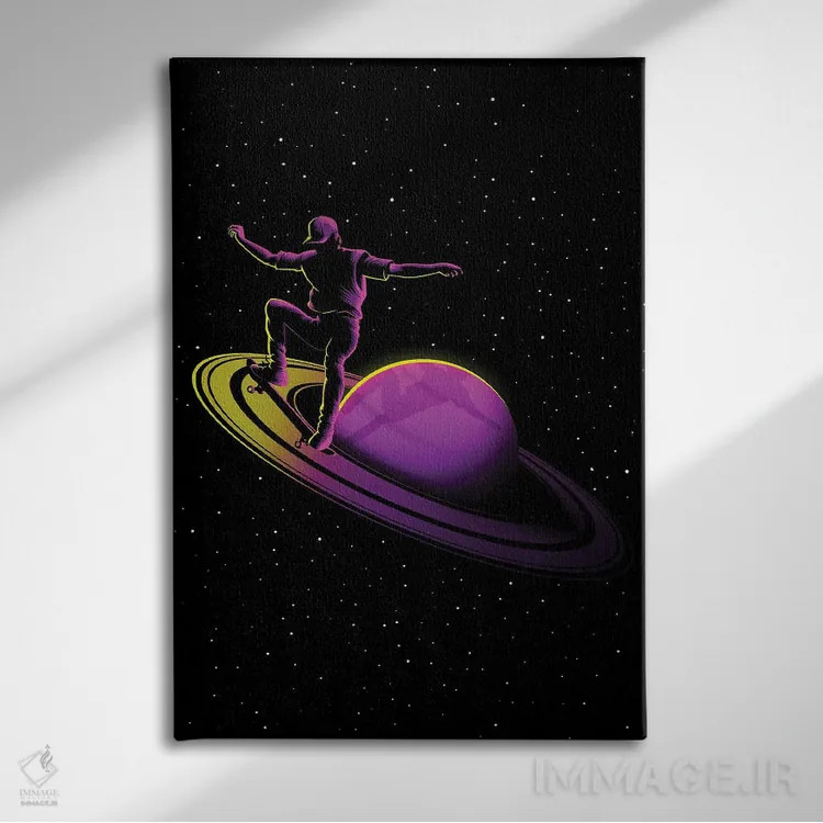 تابلو اسکیت رترو در زحل اثر آلبرتو پرز - نمای روبهرو روی دیوار