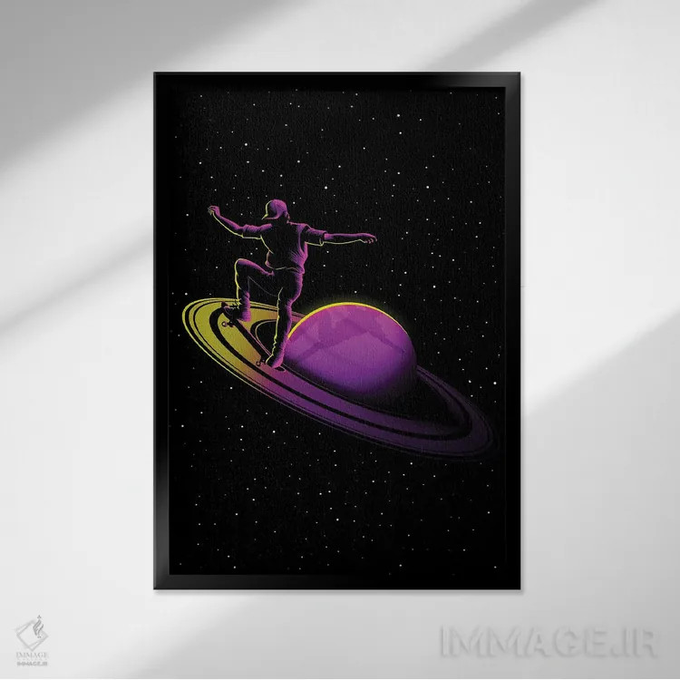 تابلو اسکیت رترو در زحل اثر آلبرتو پرز - نمای قابدار مشکی