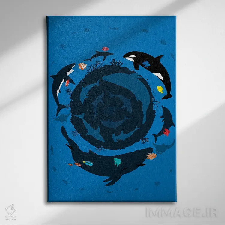 تابلو تابستان اقیانوس دایرهای اثر آلبرتو پرز - نمای روبهرو روی دیوار