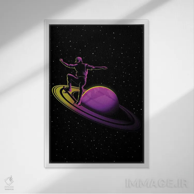 تابلو اسکیت رترو در زحل اثر آلبرتو پرز - نمای قابدار سفید