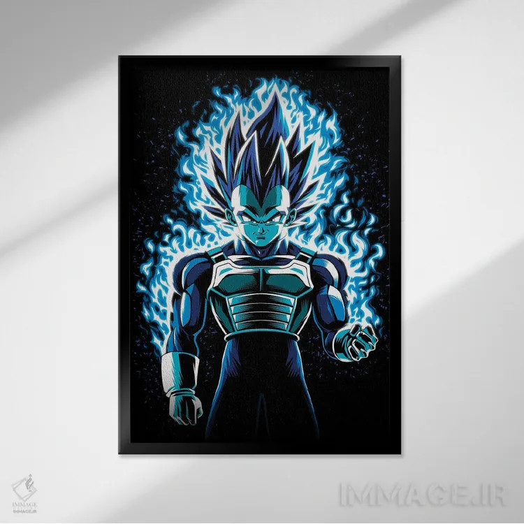 تابلو شاهزاده جنگجوی آبی فوقالعاده اثر آلبرتو پرز - نمای قابدار مشکی