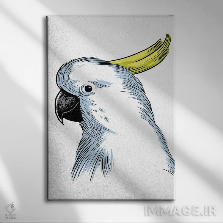 تابلو طرح طوطی اثر آلبرتو پرز - نمای روبهرو روی دیوار