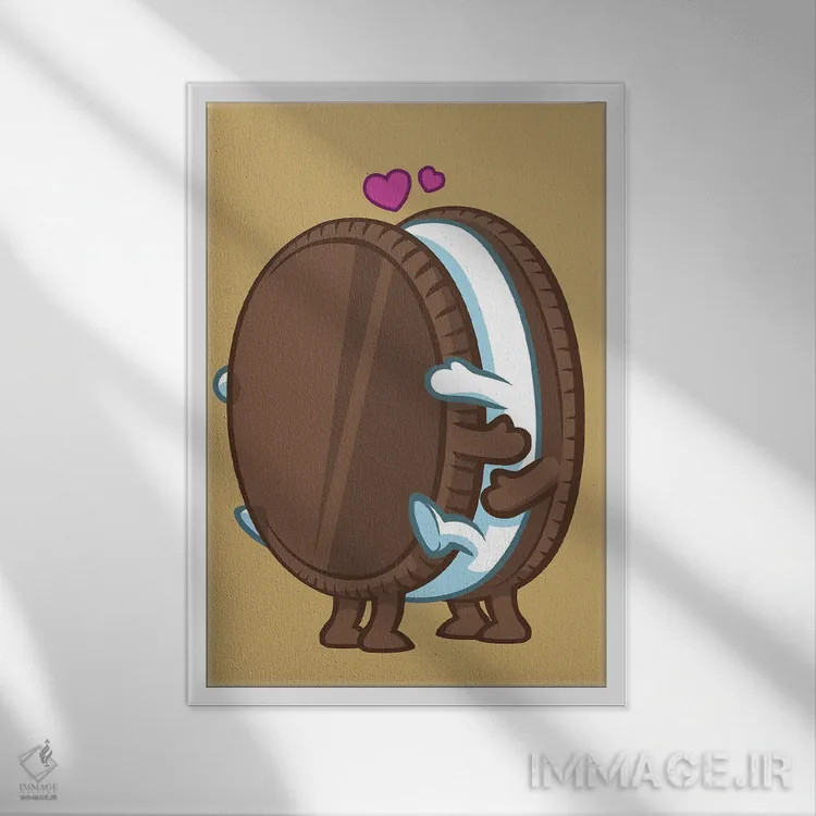 تابلو سهتایی کوکی اثر آلبرتو پرز - نمای قابدار سفید