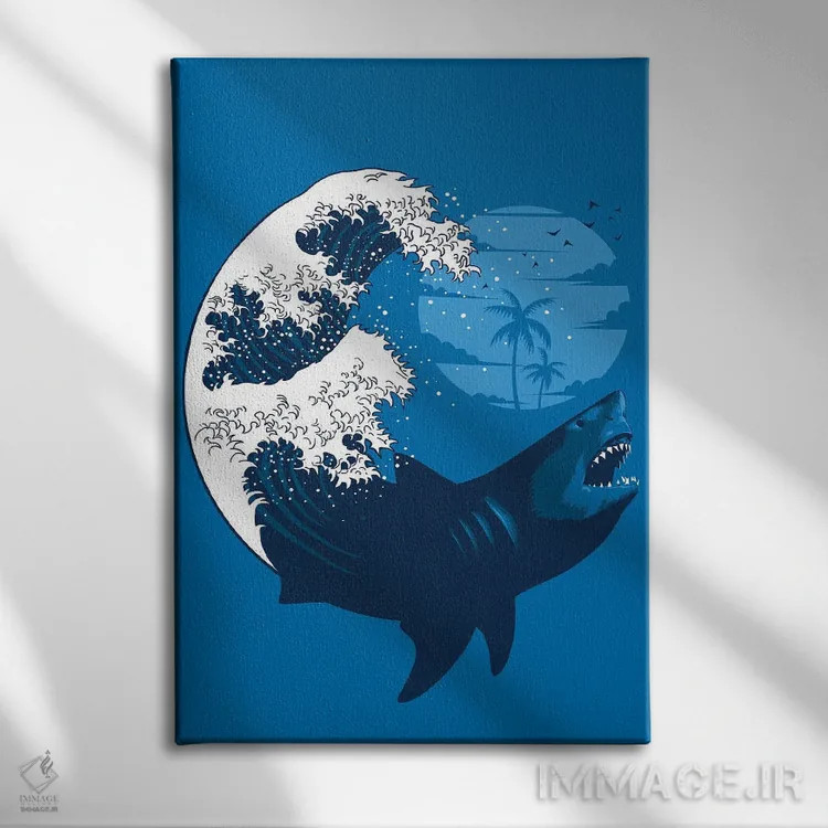 تابلو موج کوسه اثر آلبرتو پرز - نمای روبهرو روی دیوار