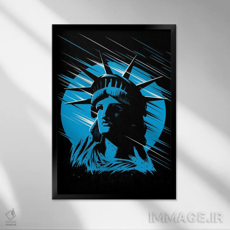 تابلو مجسمه آزادی (نیویورک) اثر آلبرتو پرز - نمای قابدار مشکی