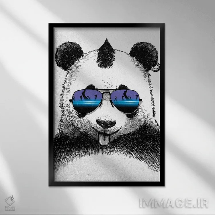تابلو پاندای دیجی اثر آلبرتو پرز - نمای قابدار مشکی