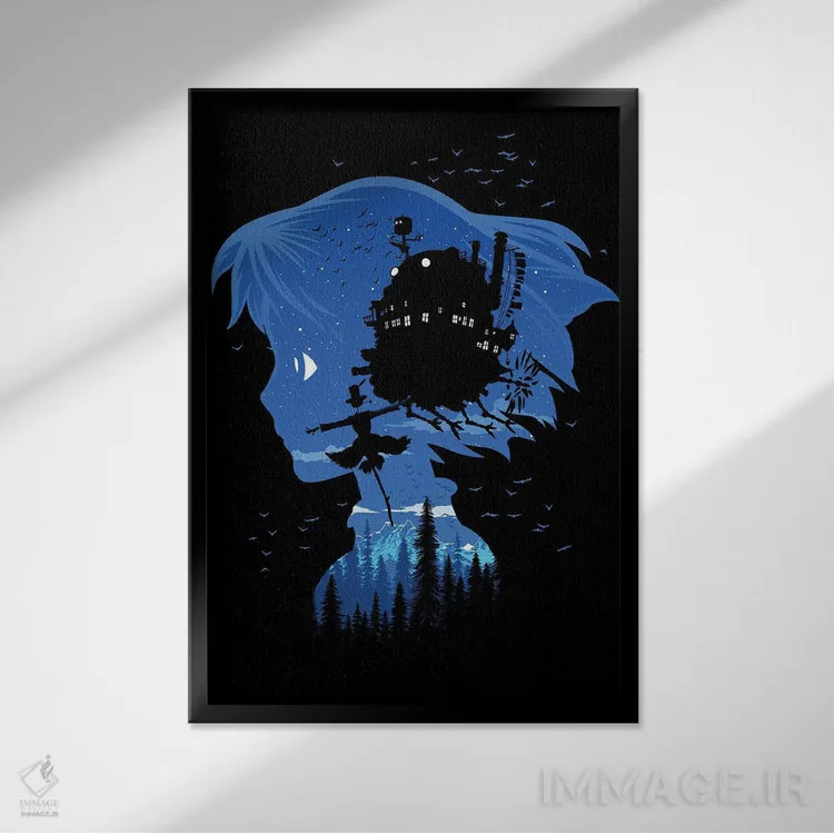 تابلو شب قلعه اثر آلبرتو پرز - نمای قابدار مشکی