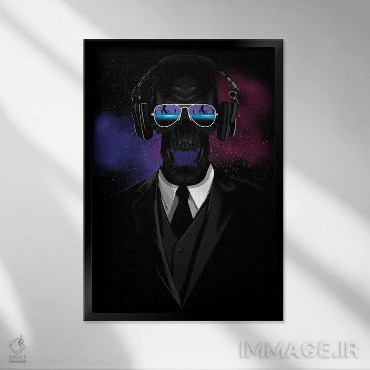 تابلو جمجمهٔ دیجی اثر آلبرتو پرز - نمای قابدار مشکی