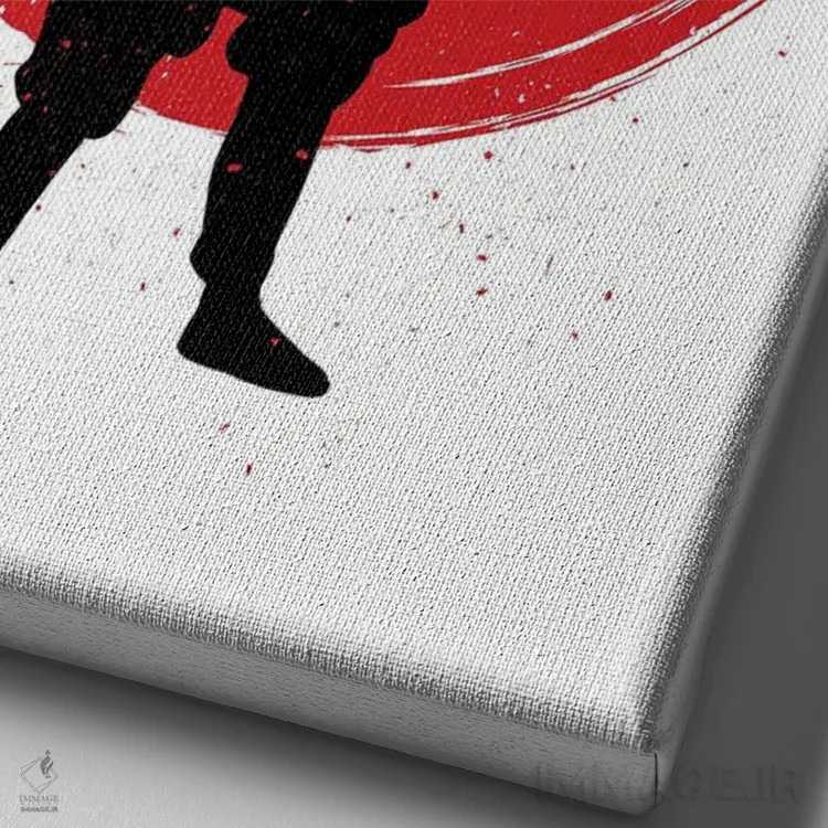 تابلو سامورایی با کاتانا (شمشیر ژاپنی) اثر آلبرتو پرز - نمای نزدیک بافت بوم