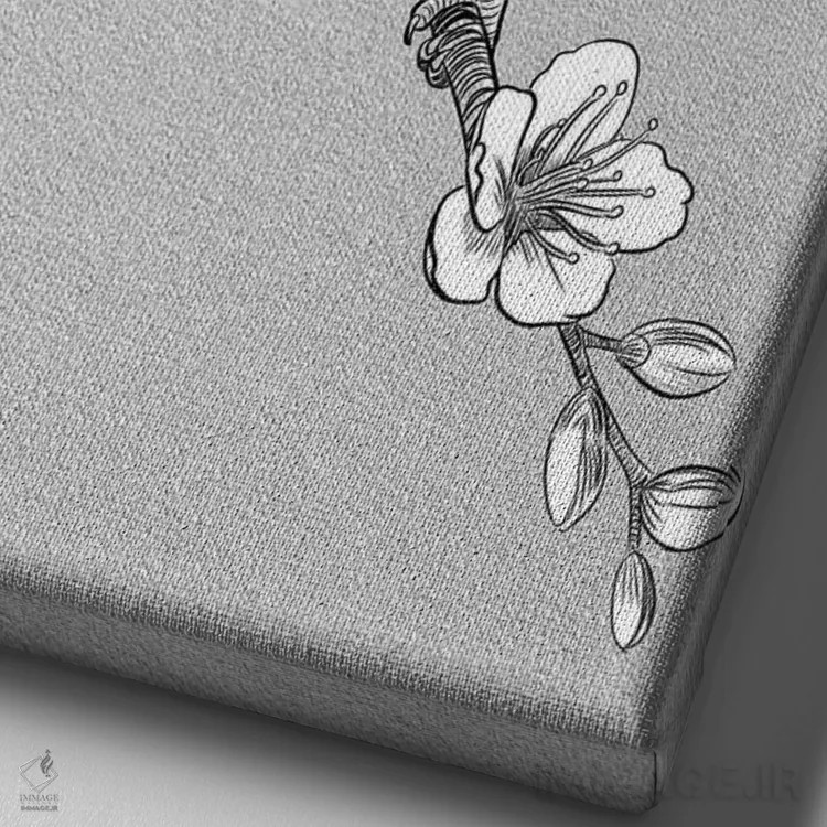 تابلو گنجشک کانجی (حروف ژاپنی) اثر آلبرتو پرز - نمای نزدیک بافت بوم