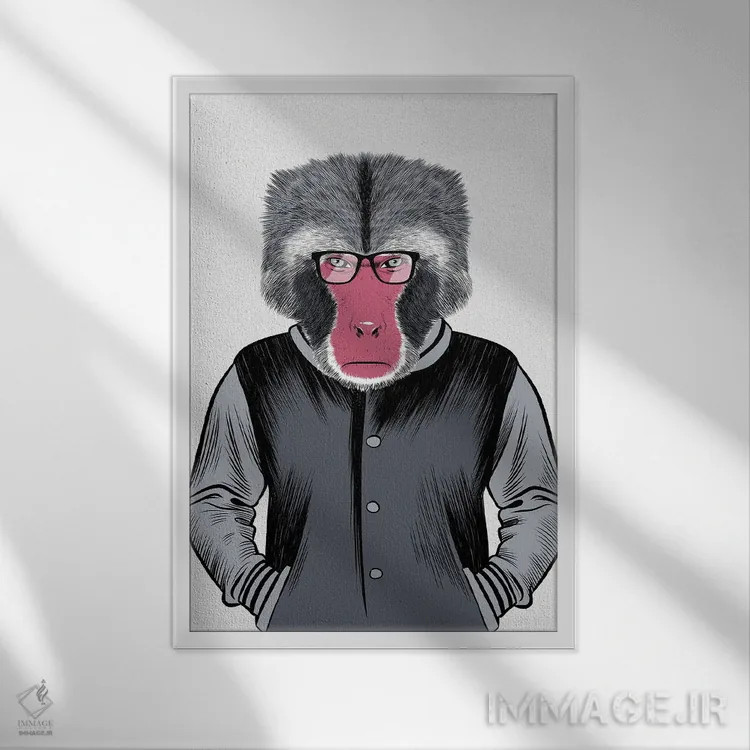 تابلو مدرسه میمونها اثر آلبرتو پرز - نمای قابدار سفید