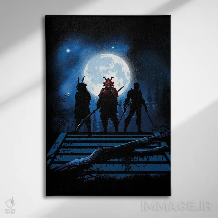 تابلو نینجا و ساموراییها اثر آلبرتو پرز - نمای روبهرو روی دیوار