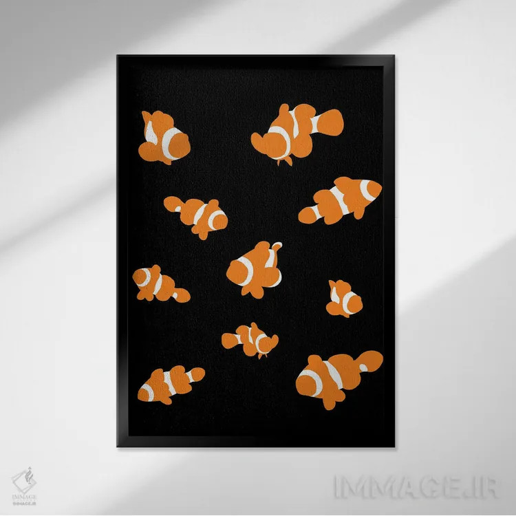 تابلو ماهی دلقک اثر آلبرتو پرز - نمای قابدار مشکی