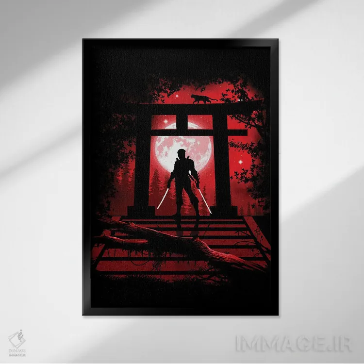 تابلو نینجای توریی (دروازه ژاپنی) اثر آلبرتو پرز - نمای قابدار مشکی
